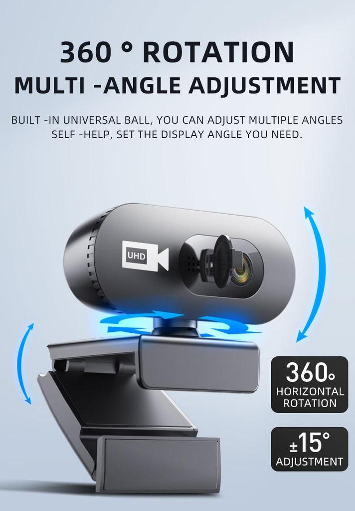 UHD 4K Autofocus USB Camera with Built-in Mic and Privacy Cover