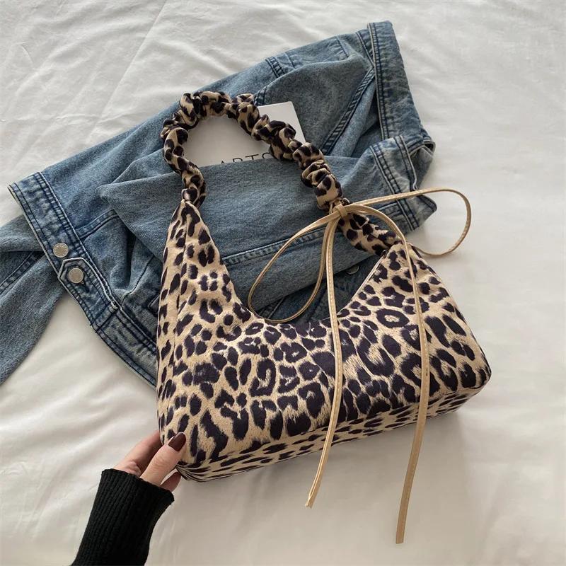 Retro Leopard Print Tote Bag for Women Autumn and Winter New Large Capacity Messenger Shoulder Bag