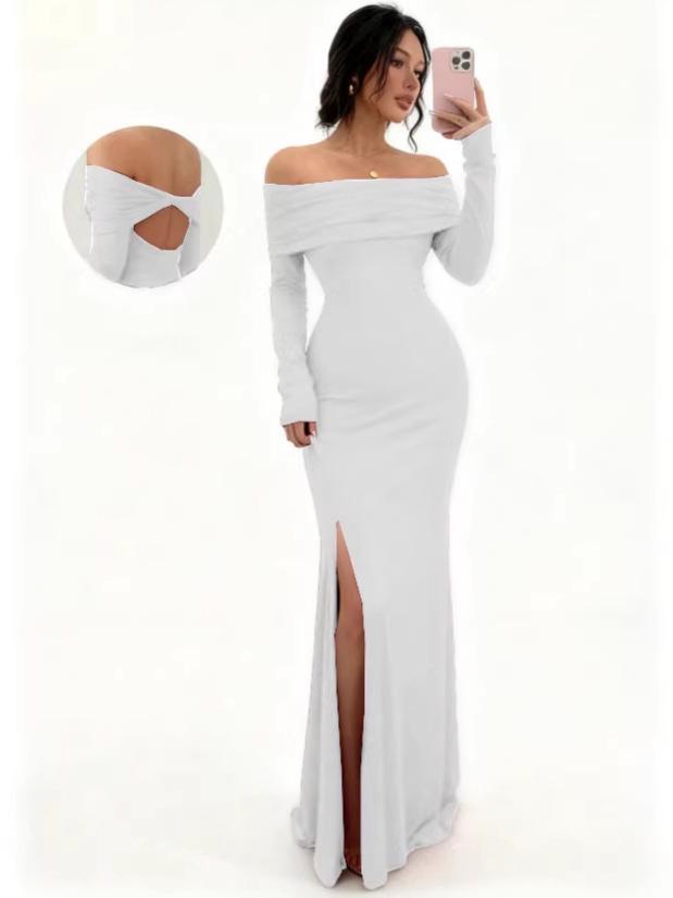 2026 Women's Solid Color Fashionable Long Sleeve Maxi Dress - New Summer Arrival