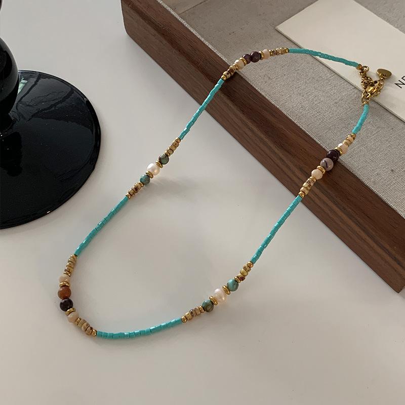 

Ожерелье с подвеской из камня Тяньхэ не выцветает, летние аксессуары высокого класса, натуральная цепочка для свитера с бусинами