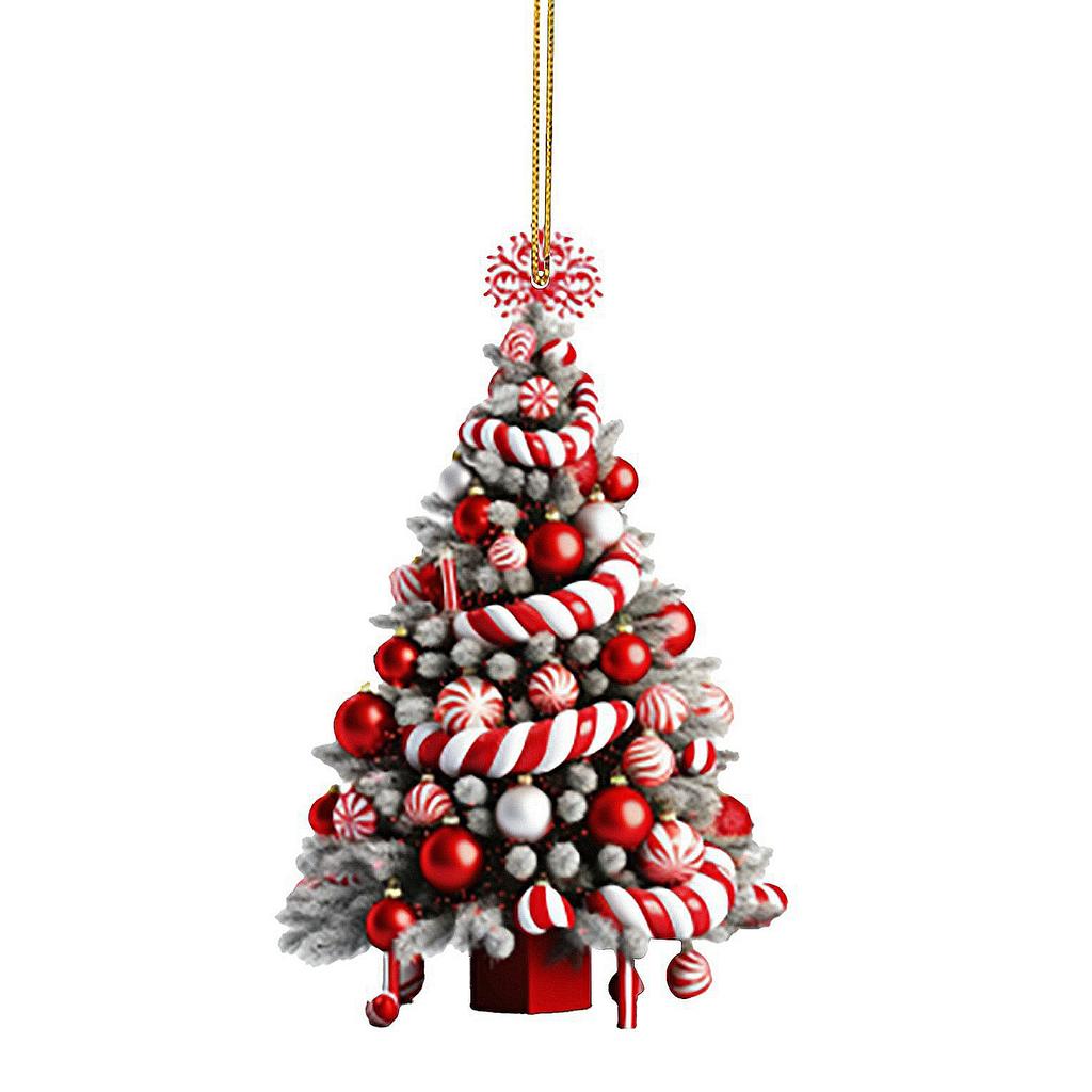 Christmas Tree Pendant 2D Acrylic Xmas Tree Pattern Hanging For Tree Branch Wreath Garland Xmas Party Decor Accessories