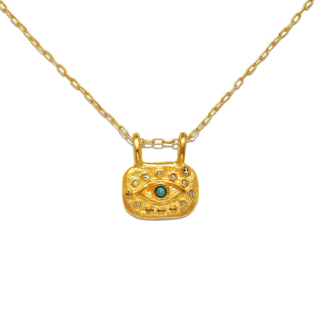Evil Eye Necklace: 18K Gold-Plated Zirconia Sliding Pendant