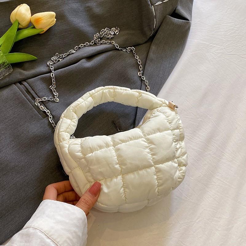 

Small Crowd Portable Pleated Cloud Bag Net Red Bubble Unique Down Cotton Coat Cross-body білий