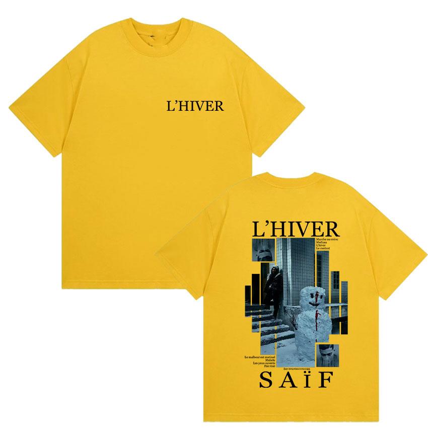 2025 Summer Rapper LHIVER Saif Album Graphic Mens Gothic Hip Hop Short Sleeve Tshirts Vintage Cotton Tshirt Streetwear Y2k