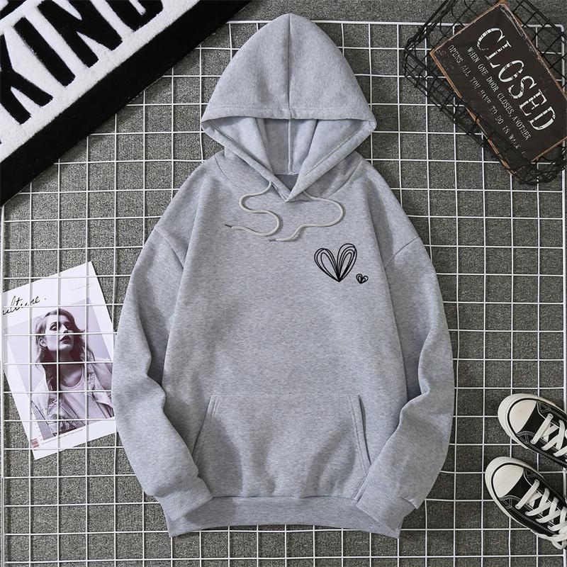 A Simple Depiction Of Love Printed Women Hooded Graphic Funny Hoodies O-Neck Loose Casual Tops Sport Street Sweatshirt