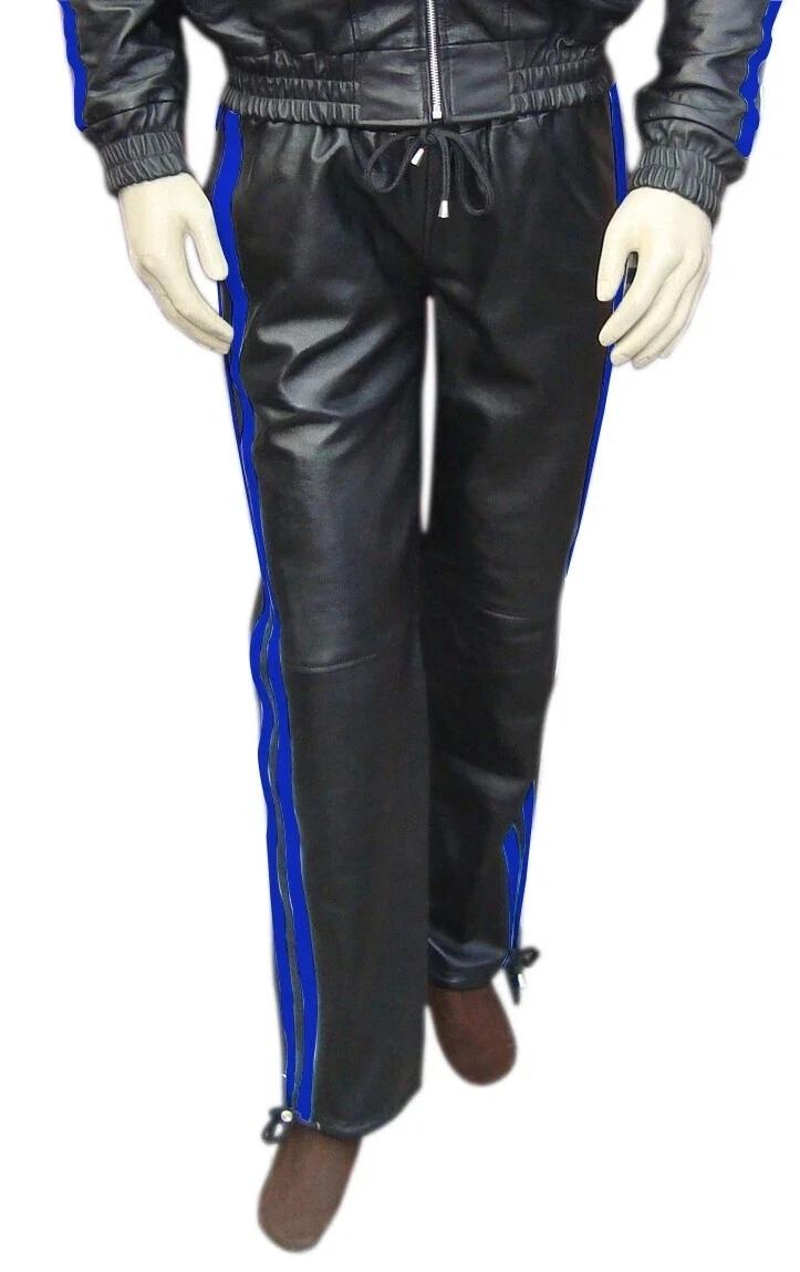 

Leather Lambskin New Men s Pant Trousers Genuine Wear Biker Stylish Biker Soft 42 чорний/синій