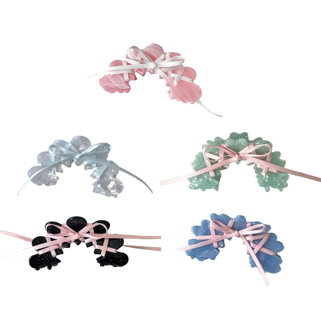 Versatile Acrylic Hair Claw Ballet Style Ribbon Tie Bowknot Acetate Claw Clips Stylish Headwear Hair Accessory for Women