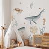 MS3088 Large Watercolor Underwater Animal Wall Sticker - Whale & Turtle