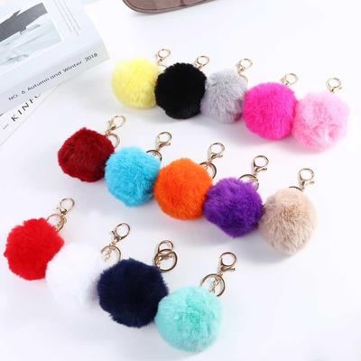 Jewelry Bag Pendant Accessories Car Keyring Pom Fluffy Key Chains Key Holder Fur Ball Keychain