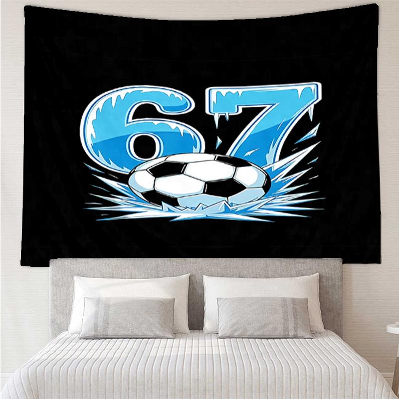 67 Print Tapestry, Backdrop, Easy Setup, Ideal for Bedroom, Office & Living Room, with Aesthetic Wall Hanging Decor.
