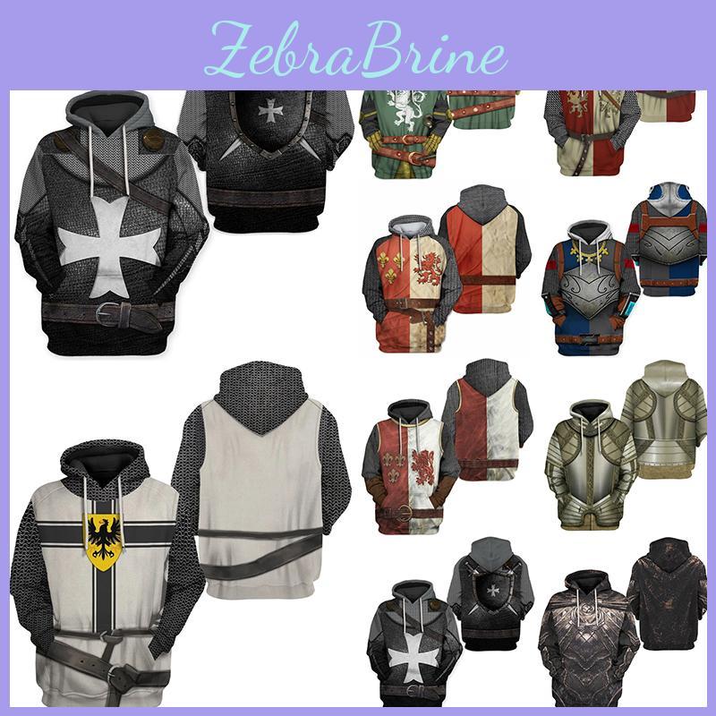 Medieval Knight Hoodie Pullover For Men And Women With Vibrant 3d Printing Design