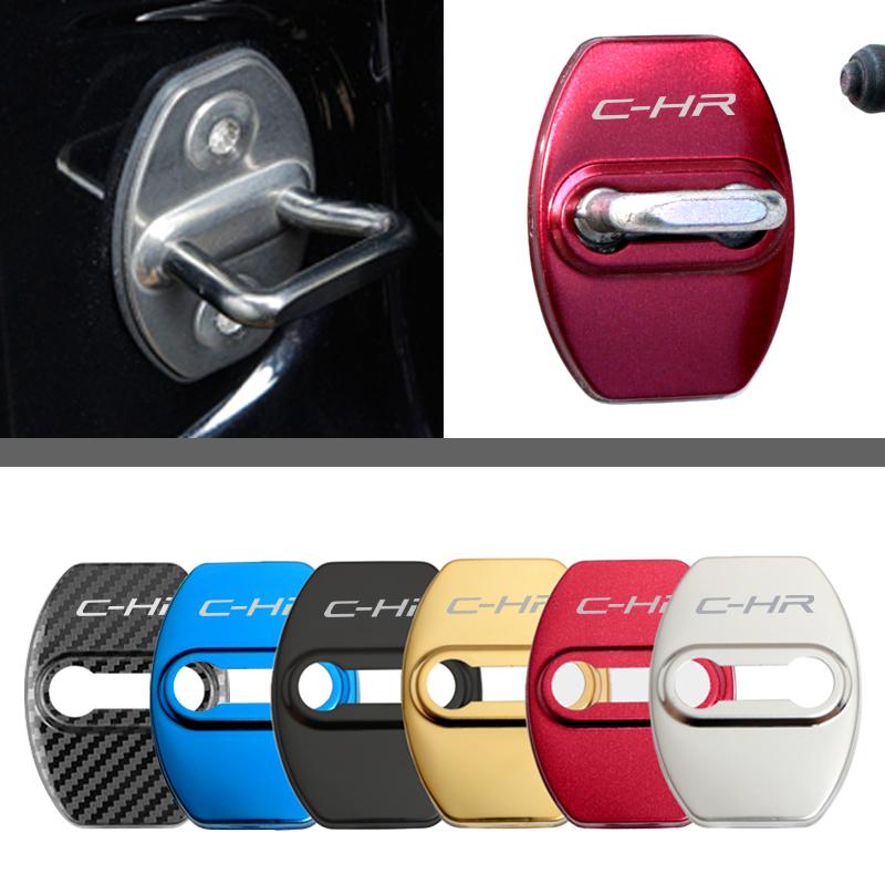 4pcs Car Door Lock Cover Protect WQF5 Buckle Cover Stickers For Toyota C-HR CHR Accessories Car Styling
