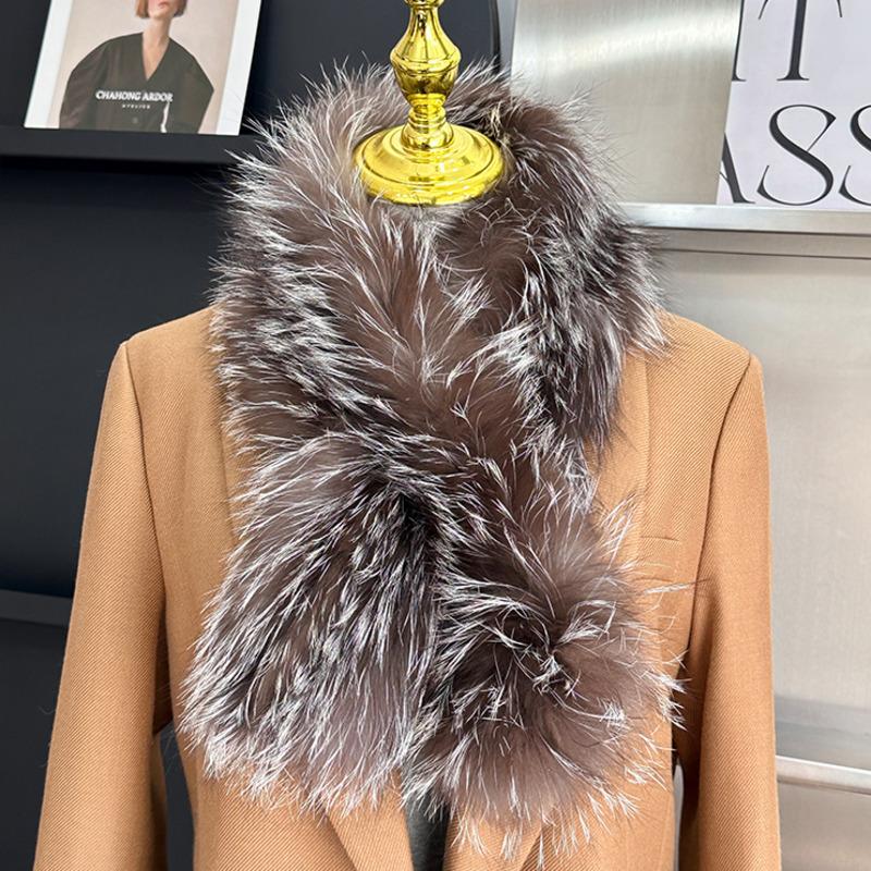 Real Fox Fur Woven Scarf Winter Thick And Warm Natural Fur Collar Scarfves Fashion Furry Fur Scarf Outdoor Keep Warm Fur Shawl
