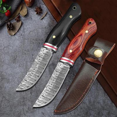 Küchen-Ausbeinmesser mit Damast-Muster, Allzweckmesser, Edelstahl, Grill-, Angel- und Fleischschneidewerkzeuge mit Scheide