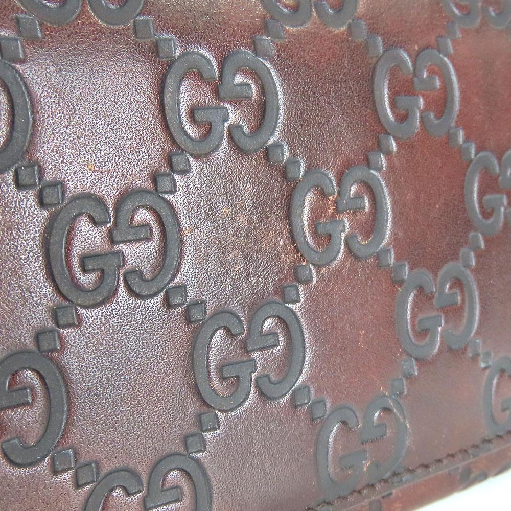 Used GUCCI Bifold Wallet 146229 Sima leather Dark brown Purse