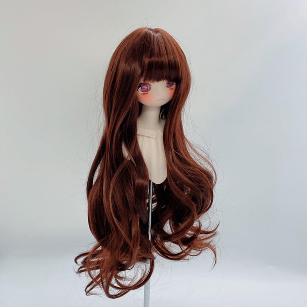 Doll Wig for Straight Heat Resistant Fits Head Circumferences of DIY Doll Hair Accessories 1/3/1/6 BJD/SD Dolls, Curly, Long, Hair, (180°C), 6-7