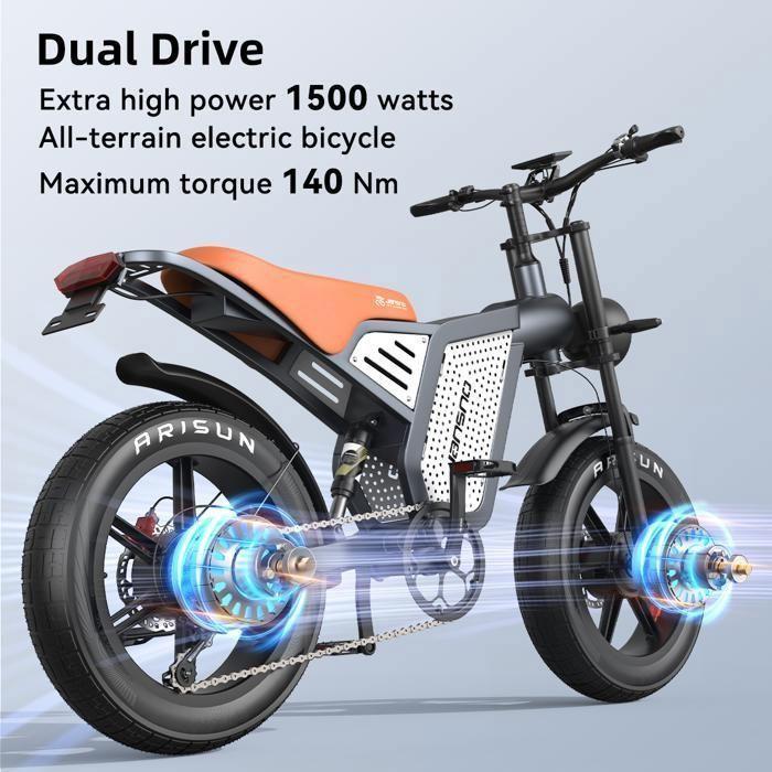 Vélo électrique - JANSNO - X60G - 20 pouces - Moteur 1500W - Batterie 48V 23Ah - 55KM autonomie - Vitesse Max 56km/h
