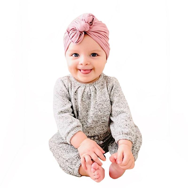 Wrinkled Baby Bow Hat Baby Solid Color Knot Hoodie Hats & Caps (infant Unisex)