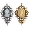 Vintage drahokamu Kytice Ženy Beauty Head Cameo Brož Pins Šperky Dárek