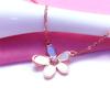 Simplicity White Enamel Flower Necklace for Women Fashion Pendant Copper Plated Rose Gold Clavicle Chain Zircon
