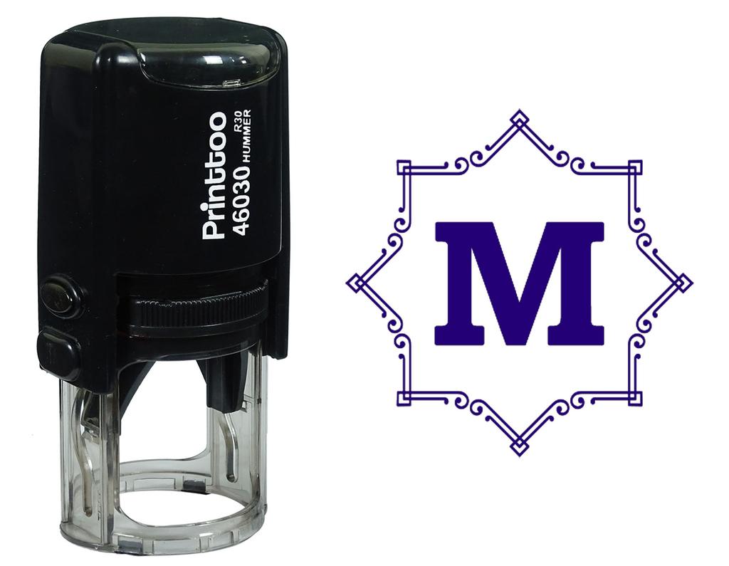 Printtoo Octagon Celtic Swirl Frame Alphabet M Monogram Self Inking Rubber Stamp Office