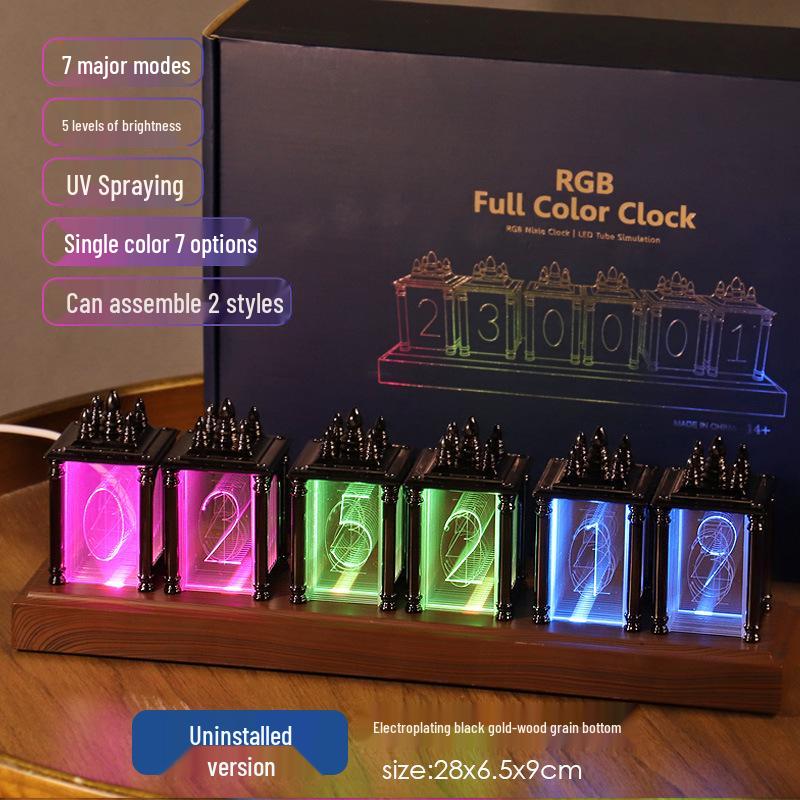 RGB Glow Tube Esports Desktop Clock - DIY Artistic Ornament and Gift