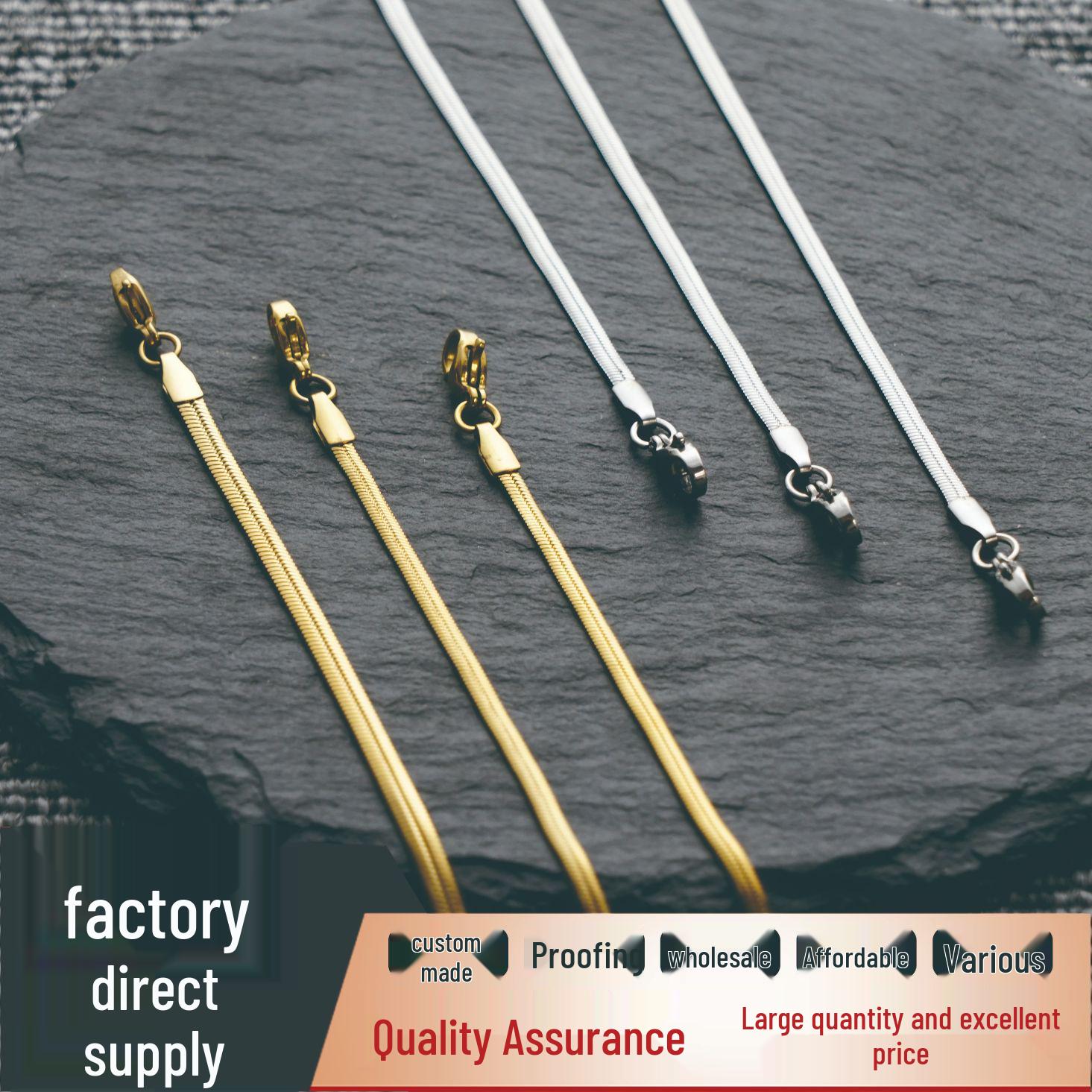 Unisex Thick Chain Snake Bone Necklace - High-End Titanium Steel Jewelry with Niche Design Length 40CM+5CM