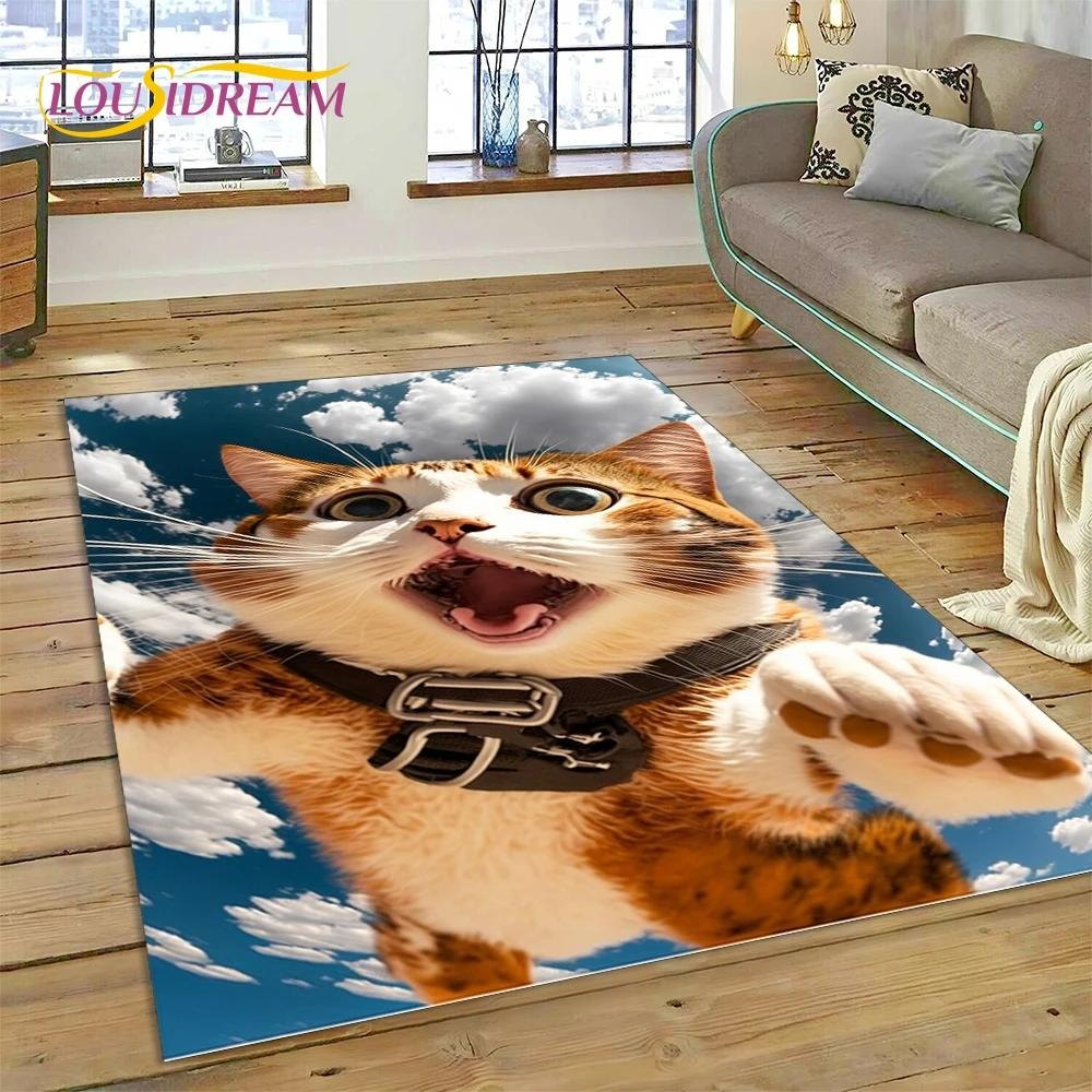 3D Persian Cat,Cute Calico Cat,Ragdoll Cartoon Rug Carpet for Living Room Bedroom Home Decor,Non-slip for Sofa  Doormat Gift Kid