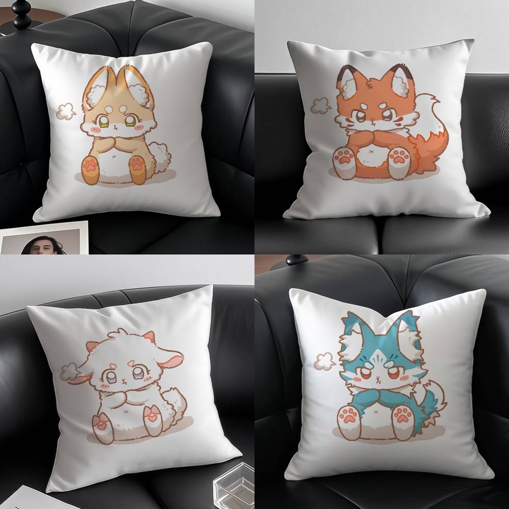 Cute Cure Animal Angry Pillow Case Anti-dustmite Pillowcase Invisible zipper silky short plush Sofa cushion cover