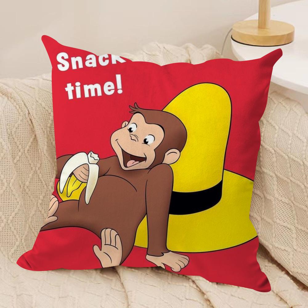 GeorgeThe Curious Monkey Cushion Cover Soft Plush Fabric DoubleSided Printed Sofa Cushion Cover for All Seasons Home Decor Gift