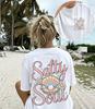 Salty Soul Seashell Pearl Graphic Tee Retro Coastal Beach Vibes Summer Vacation Oversized T-Shirt for Women Casual Streetwear