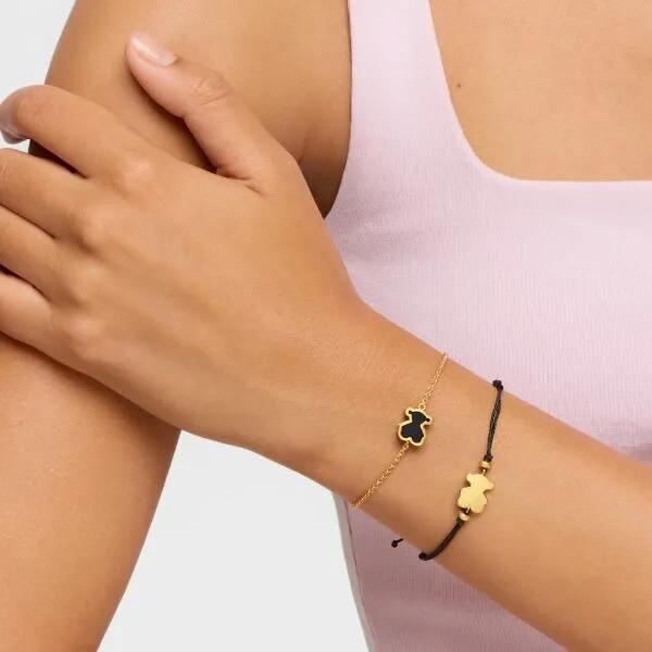 [TOUS] 18K Gold Vermeil Silver Galaxy Black Methacrylate Bracelet 1004504900