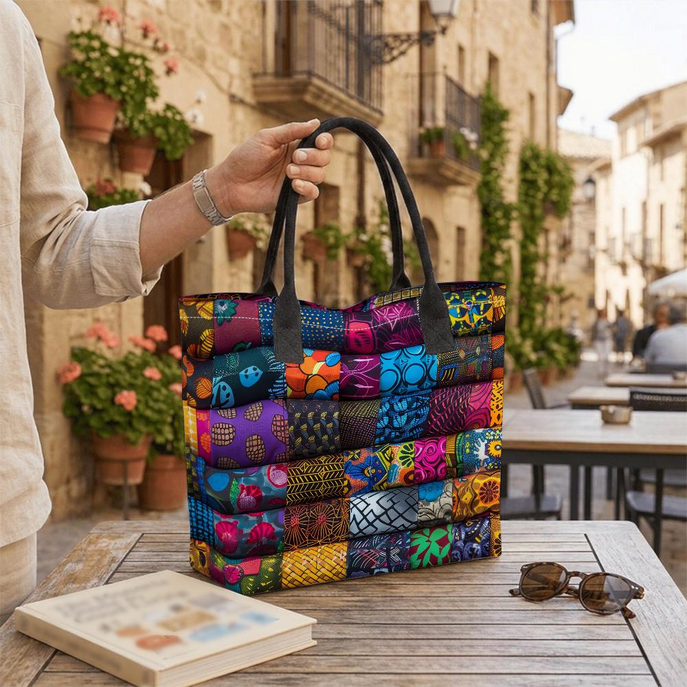 Bohemian Patchwork Tote Bag Fashion Large Capacity Casual Shoulder Purse for Daily Use