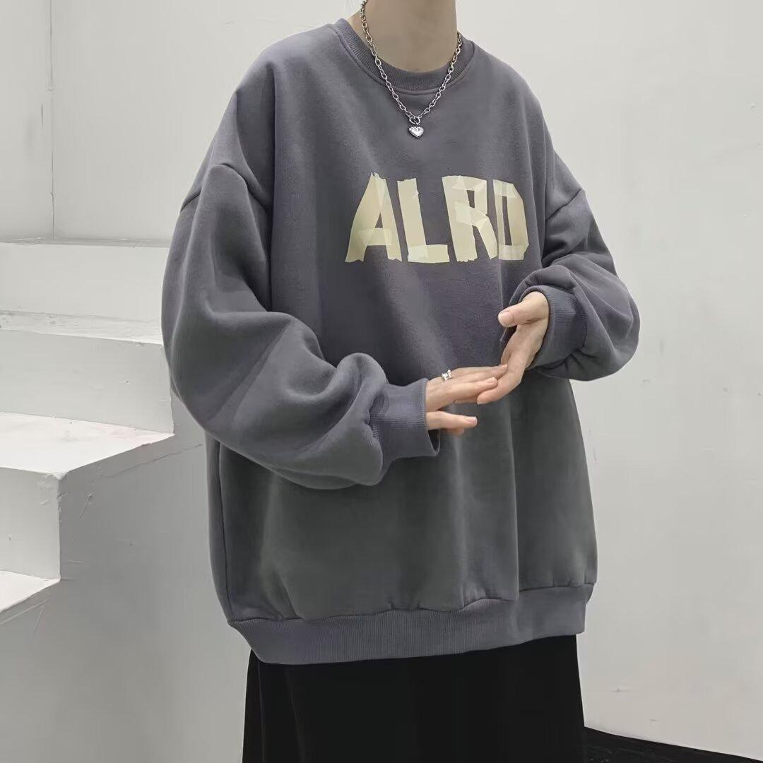 

Круглый ворот свитера мужские оверсайз High Street West Coast Niche весна и осень модный бренд Ins свободное осеннее пальто с капюшоном 5XL темно-серого