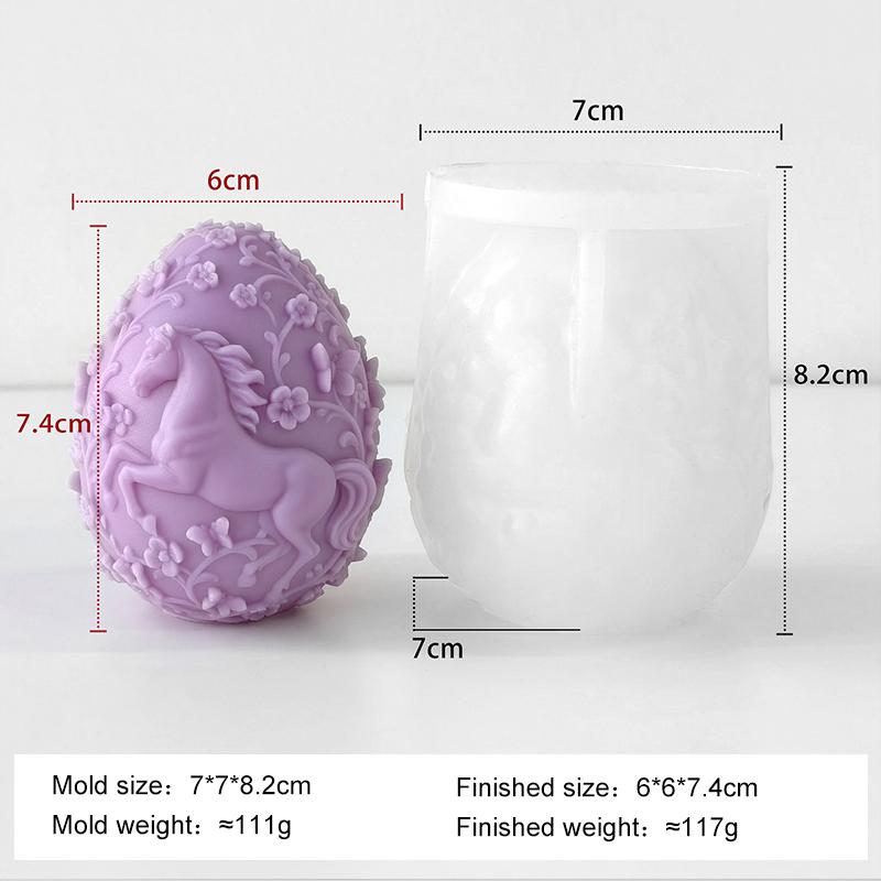 

DIY Flowers Butterfly Relief Easter Egg Silicone Mold Handmade Aroma Candle Plaster Molds Horse Form Easter Eggs Candle Mould