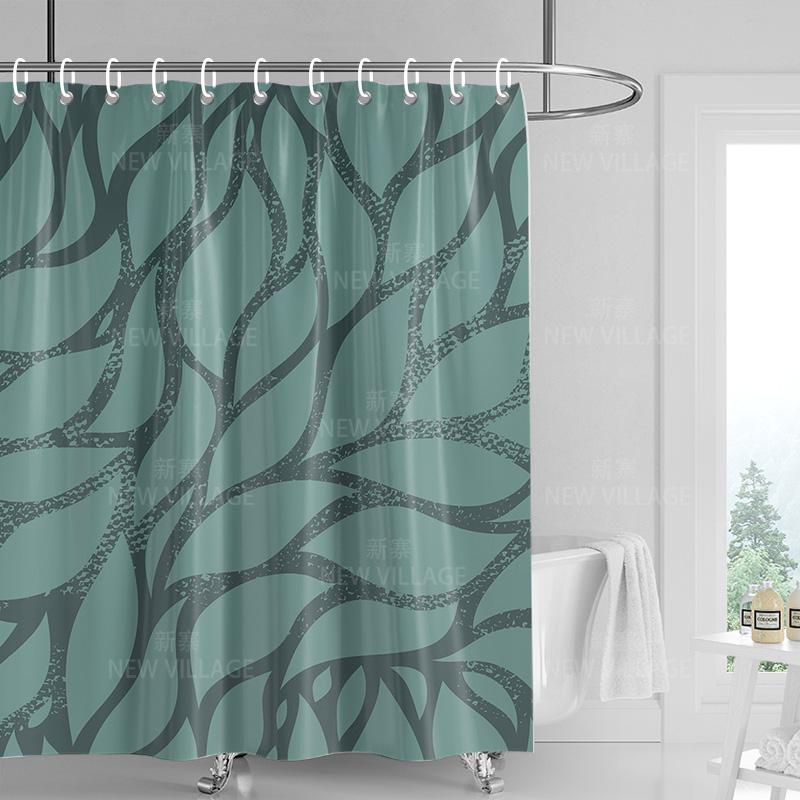 Home shower curtains bathroom Decora waterproof fabric non-slip bathmat water absorption curtain Modern nordic simple plant