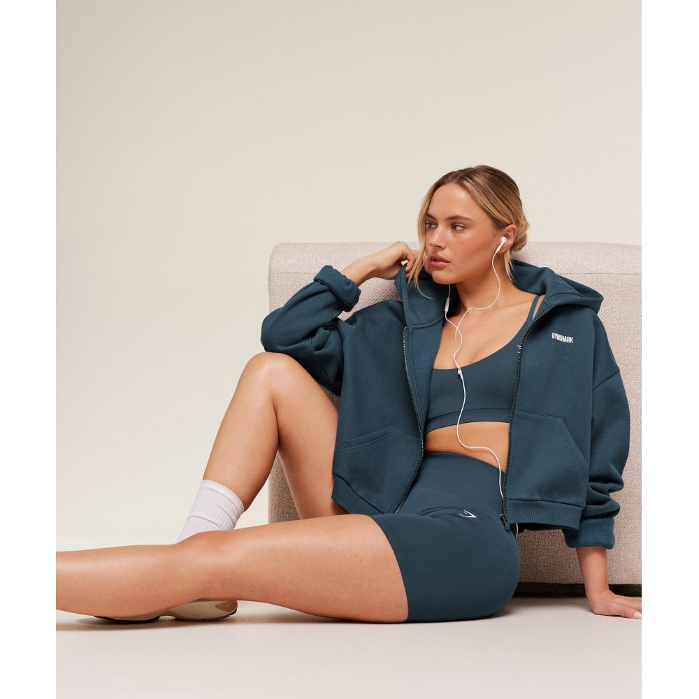 Gymshark Cosy Luxe Zip Through Hoodie Gs Stealth Blue B5b5p Ud6s