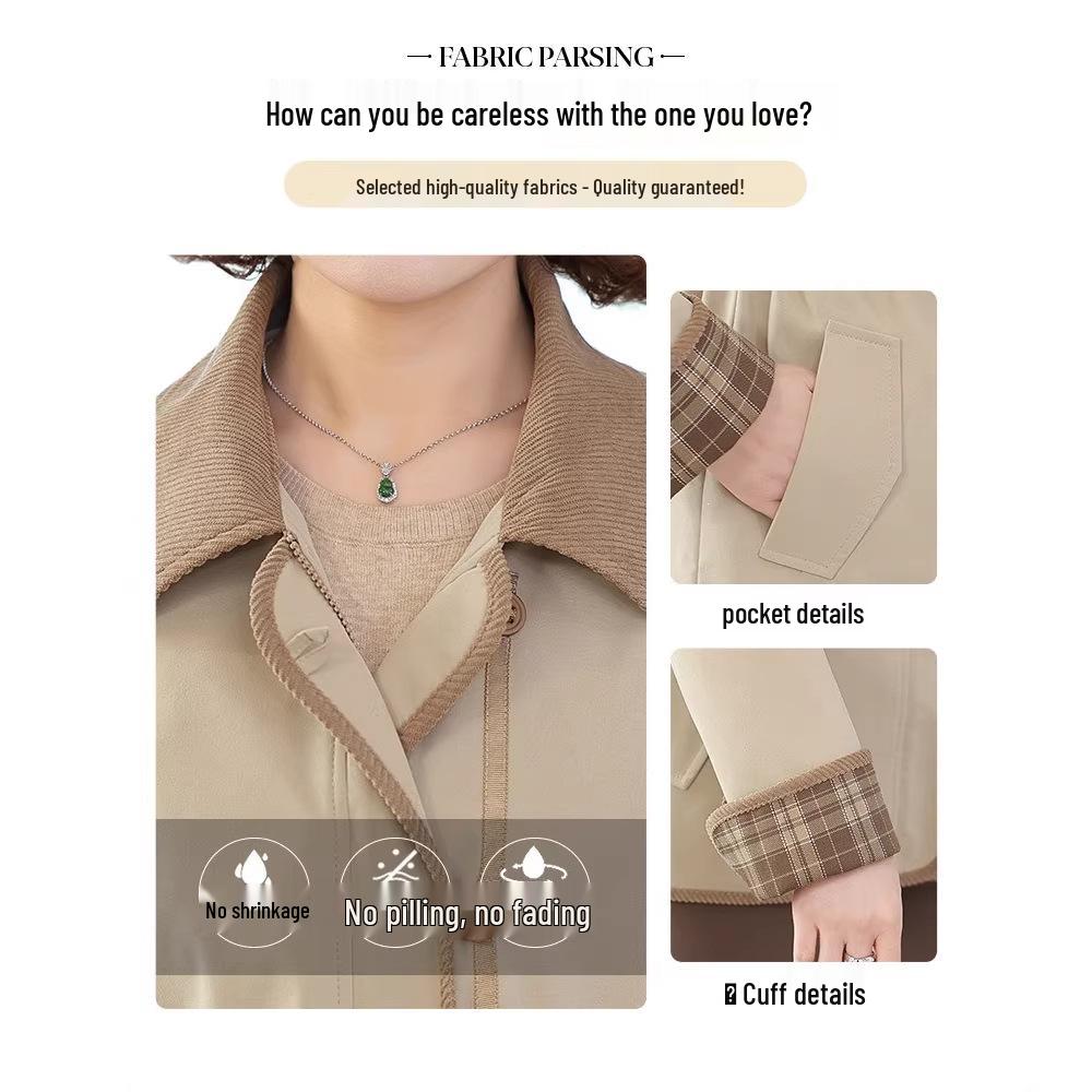 Mom's Spring Fashion: 2026 New Style Casual Jacket for Middle-aged & Elderly Women – Stylish, Versatile, Thin Windbreaker for Mother's Day