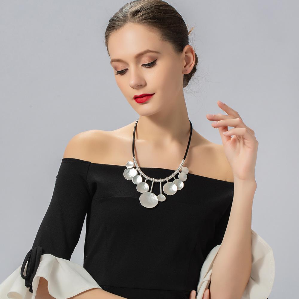 Kaseakia Chunky Big Large Statement Round Tassel Pendant Metal Choker Necklace for Women