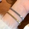 Stainless Steel Gold Plated Geometric Round Stacked Bracelet For Women Men Fashion Simple Luxury Waterproof Daily Wear Jewelry