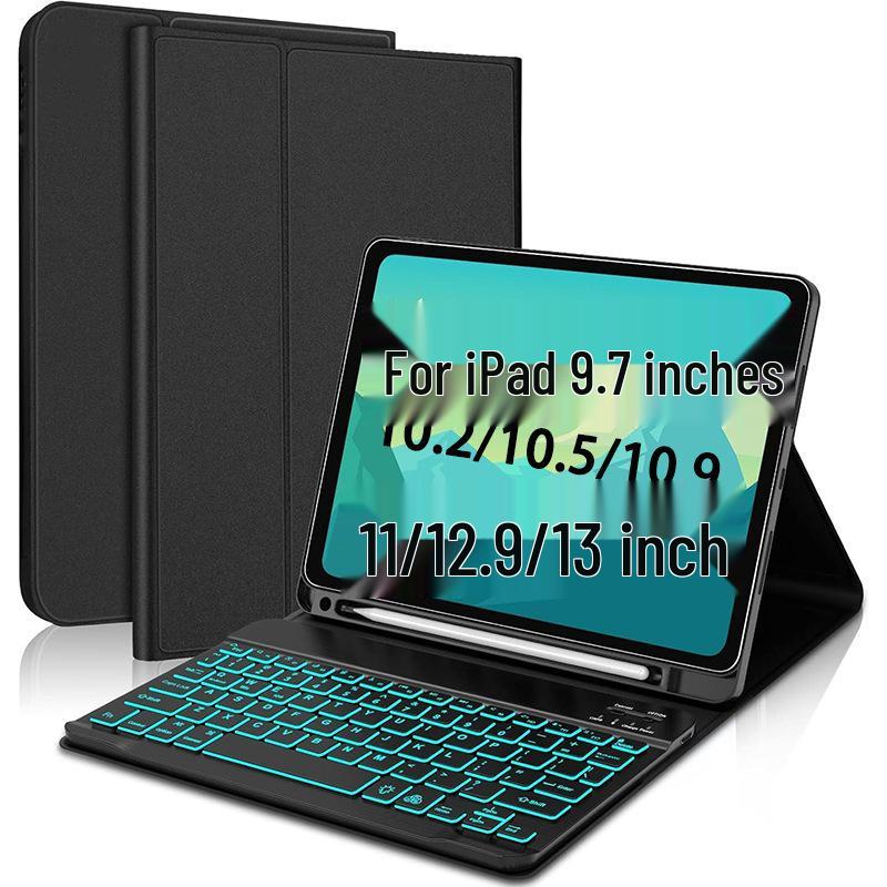 Compatible Protective Case with Seven-Color Backlit Detachable Bluetooth Keyboard for iPad Pro 11"/10.2", with Pen Slot.