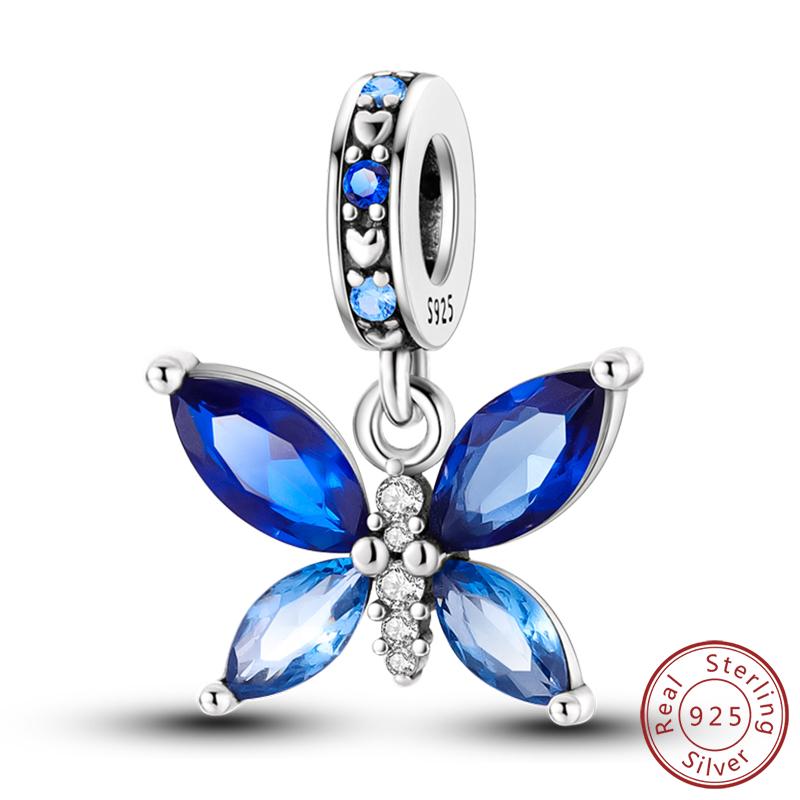 Elegant S925 Silver Butterfly & Dragonfly Multicolor Charms Beads Pendant 3mm DIY Fine Jewelry Making Accessories Gifts