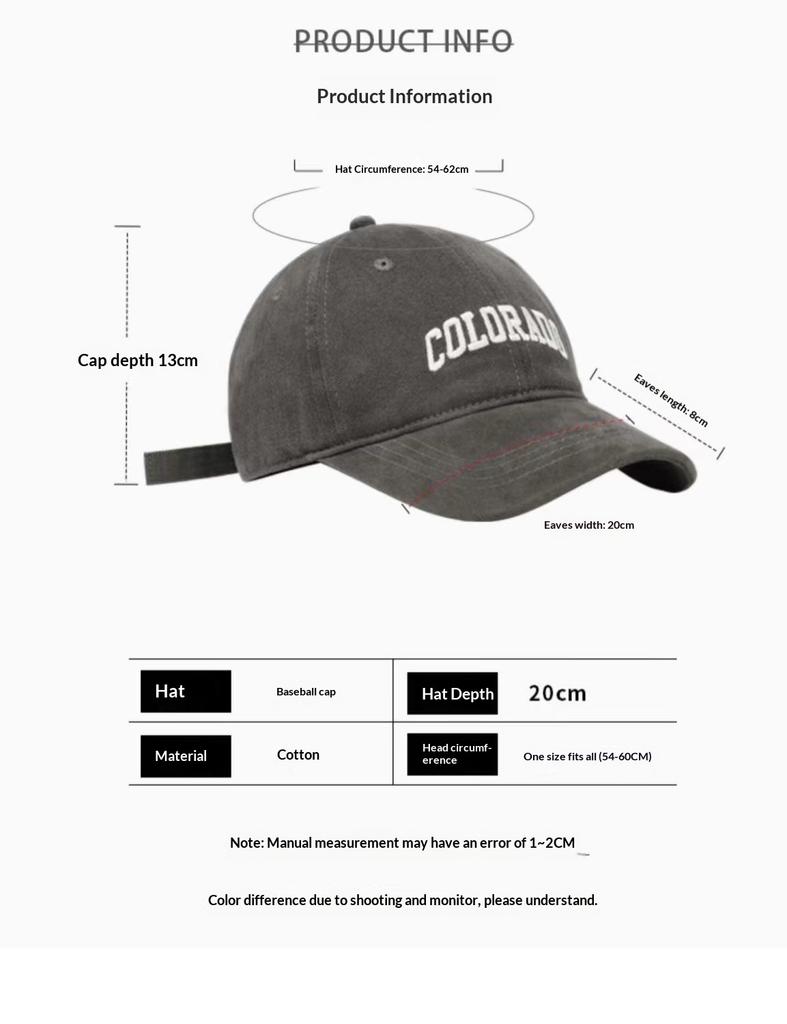 Vintage Letter Embroidered Baseball Cap Trendy Peaked Hat Outdoor Sun Protection Cap For Men And Women