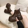 Fashion 2025 New 8.5cm Fashion Platform Boots For Women Round Toe Punk Style Thick Bottom Short Boots Ladies Slip On Party Boots