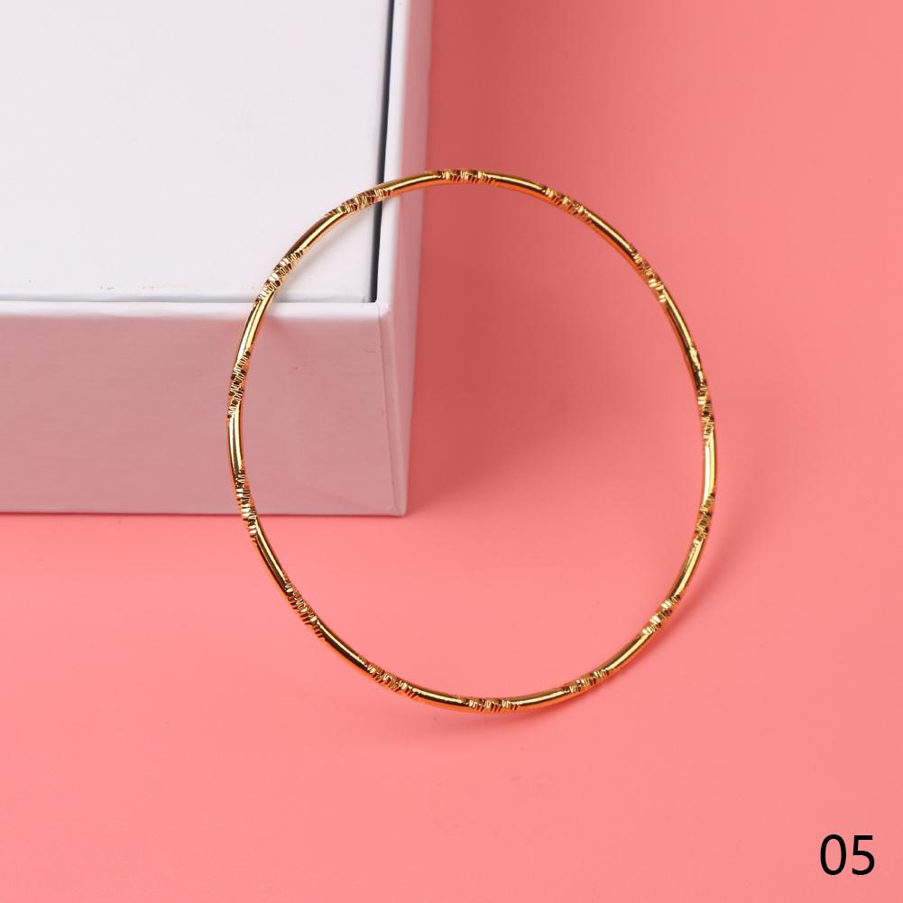 1Pcs African Gold Color Shiny Bangles Dubai Circle Bracelet Jewelry For Women Girls Ethiopian Bride Wedding