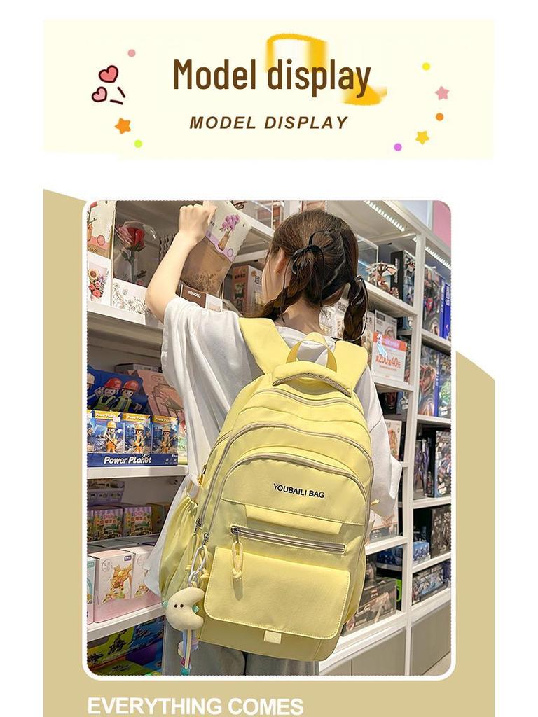 Versatile Candy Color Backpack: Lightweight, Spacious Double Shoulder Bag for Middle and High School Students