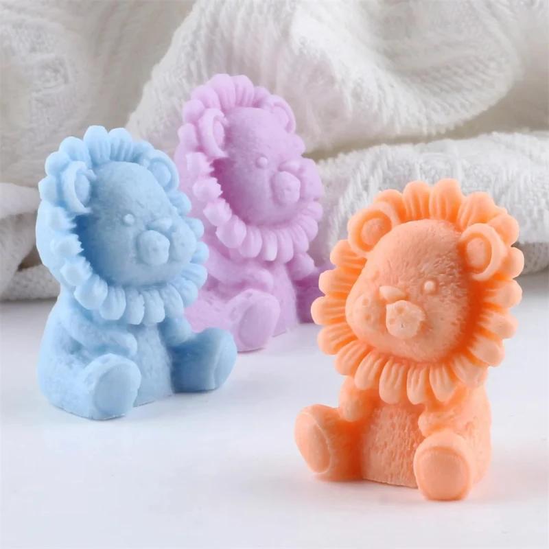 2026New DIY 3D Cartoon Lion Silicone Mold Suitable for Candles and Crafts - Flexible and Durable Yellow Silicone with Cute Lion