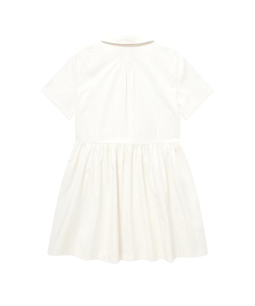 Covernat Woman Collared Half-Sleeve Dress Ivory