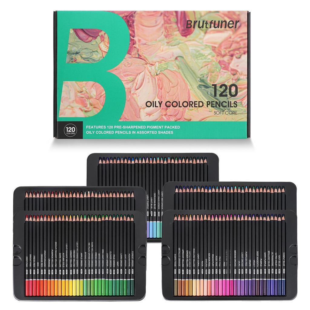 Brutfuner 180 Oil & Water-Soluble Colored Pencils Set for Drawing & Doodling - Ideal Gift