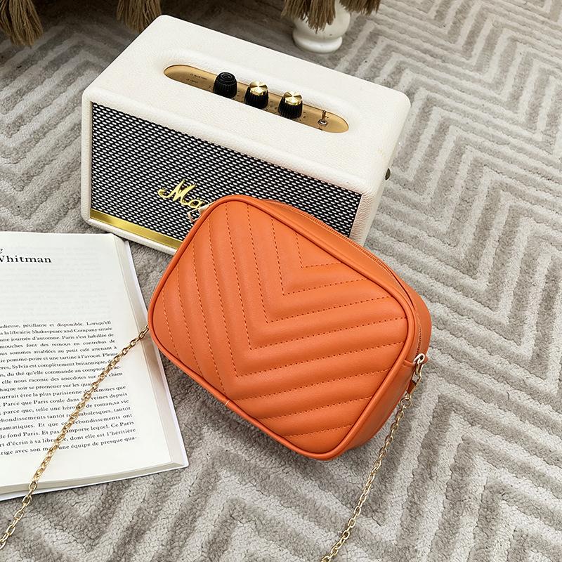 Small bag chain shoulder crossbody camera bag striped change mobile phone women's bag